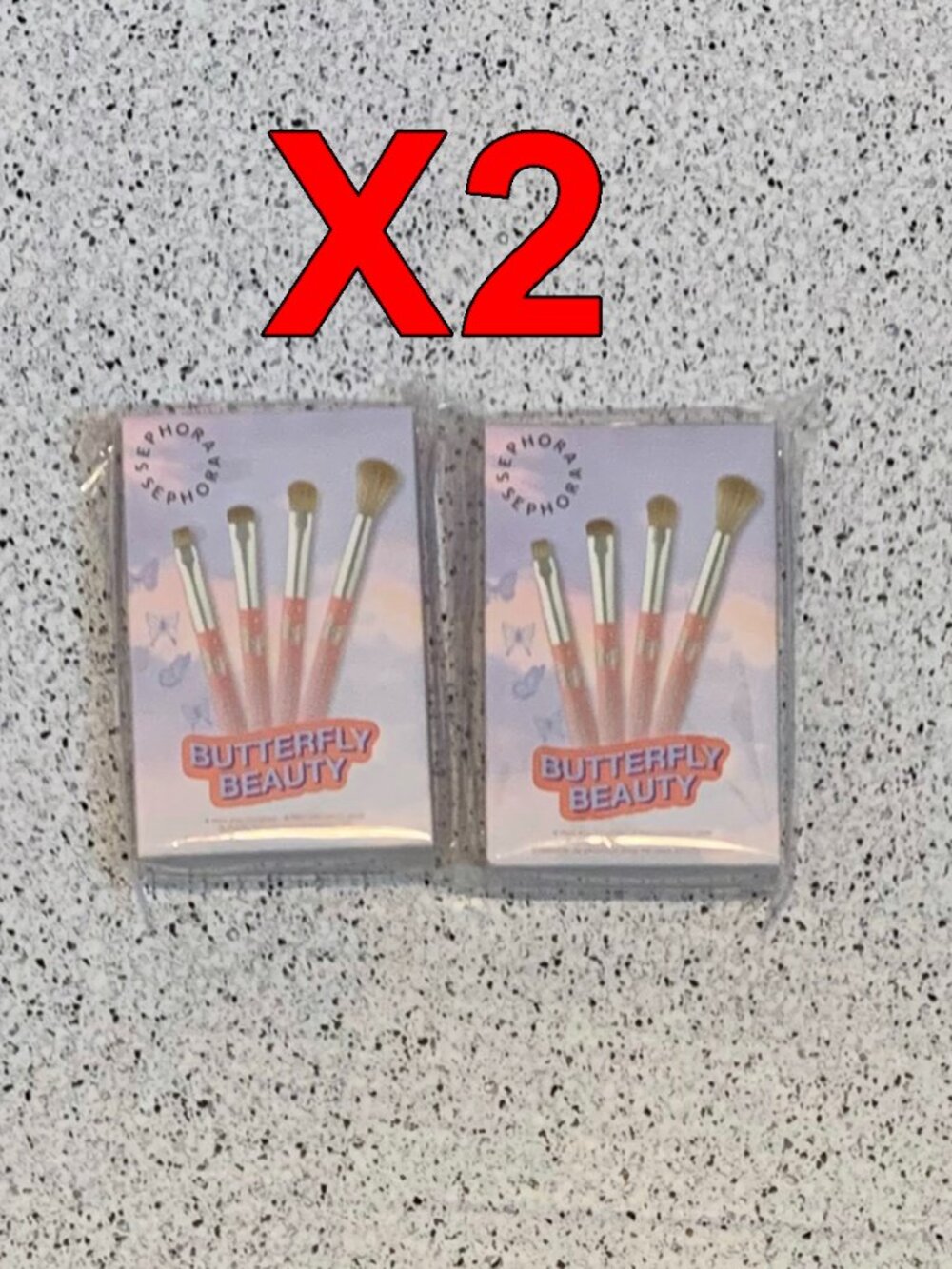 2 Pack Sephora Butterfly Beauty Mini Eye brush set 4 Piece Crease Smudge Shadow